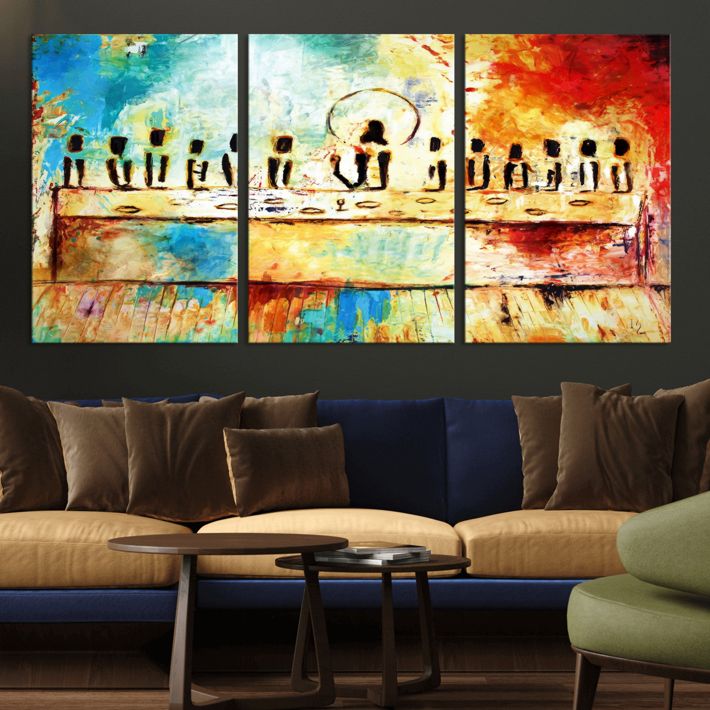 Abstract Last Supper with Apostles Wall Art Canvas Print