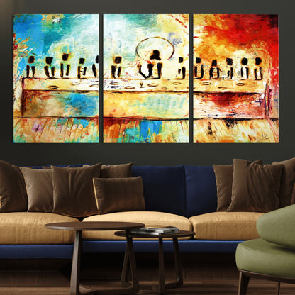 Abstract Last Supper with Apostles Wall Art Canvas Print