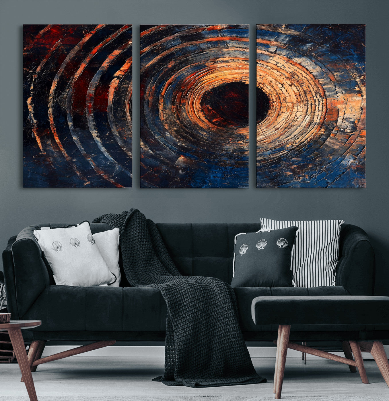 Wood Tree Ring Wall Art Print - Natural Wood Canvas Print, featuring an intricate tree ring pattern with organic textures, perfect for rustic and nature-inspired decor.