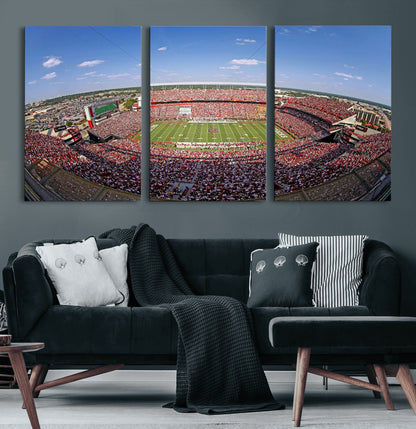 An William Brice-Stadium view of a full football stadium with cheering fans and clear blue skies, capturing the excitement and energy of the game.