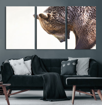 Majestic Bear Portrait - Capture the raw beauty of a bear in a detailed close-up, perfect for your Wall Art Canvas Print collection