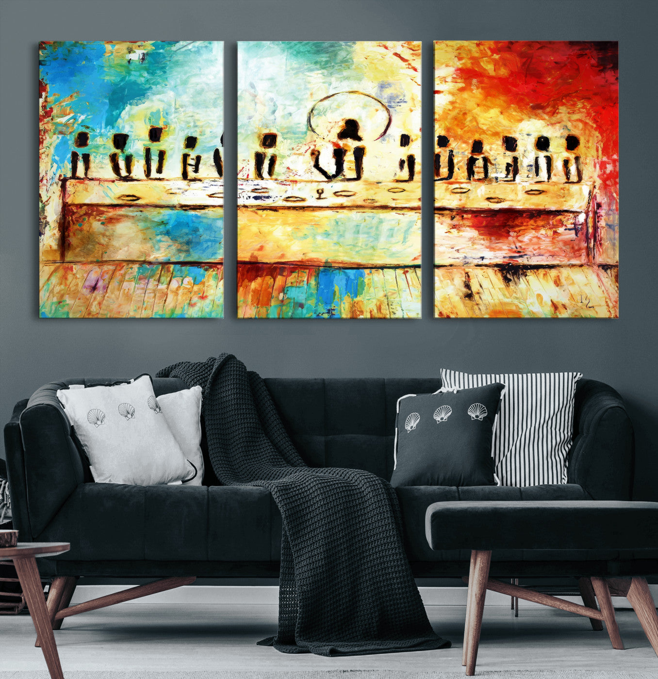Abstract Last Supper with Apostles Wall Art Canvas Print