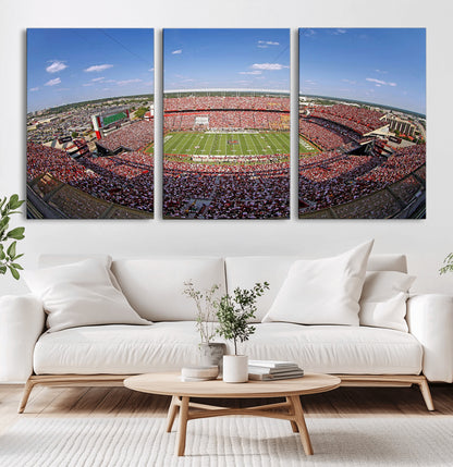 An William Brice-Stadium view of a full football stadium with cheering fans and clear blue skies, capturing the excitement and energy of the game.