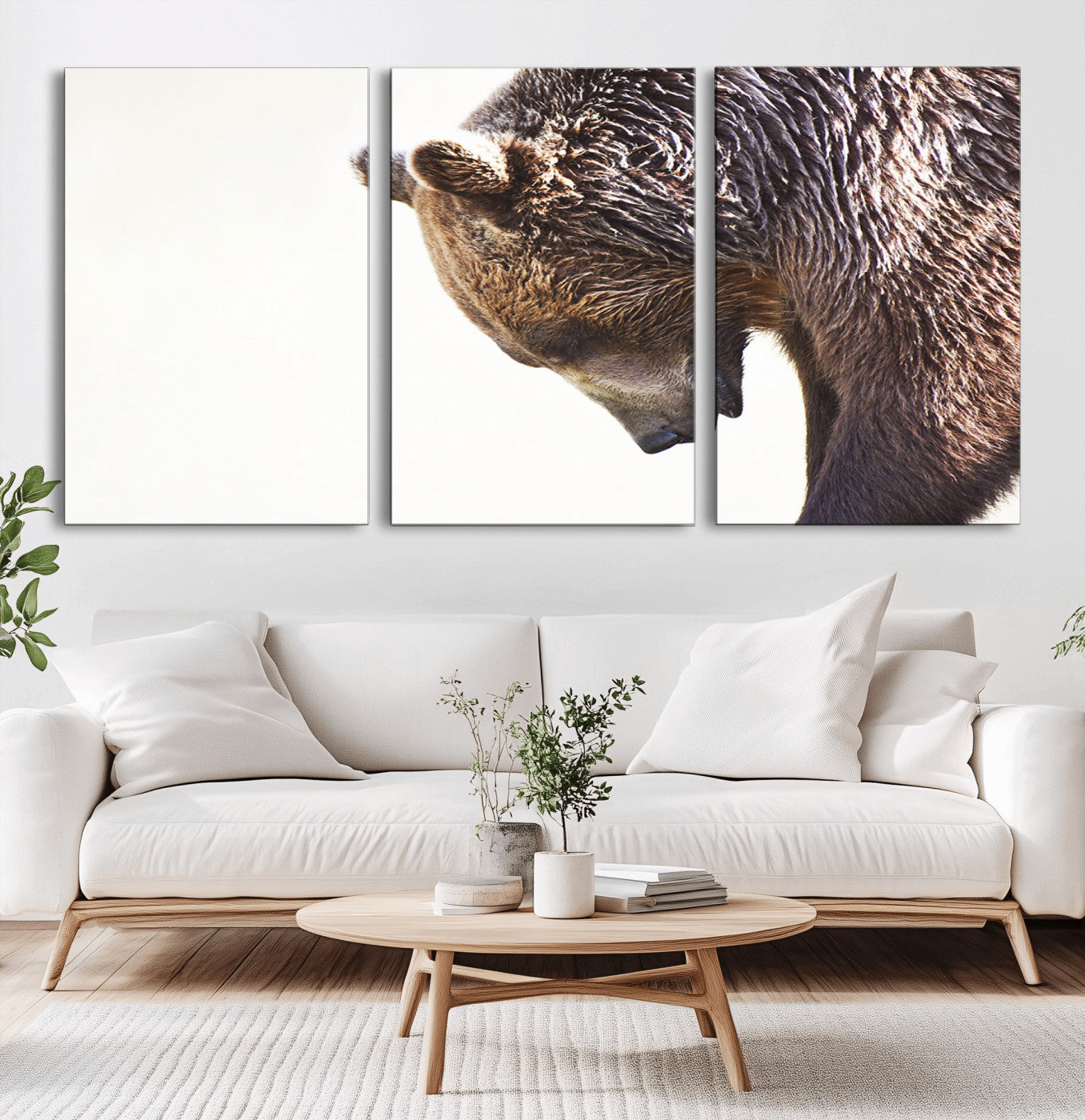 Majestic Bear Portrait - Capture the raw beauty of a bear in a detailed close-up, perfect for your Wall Art Canvas Print collection