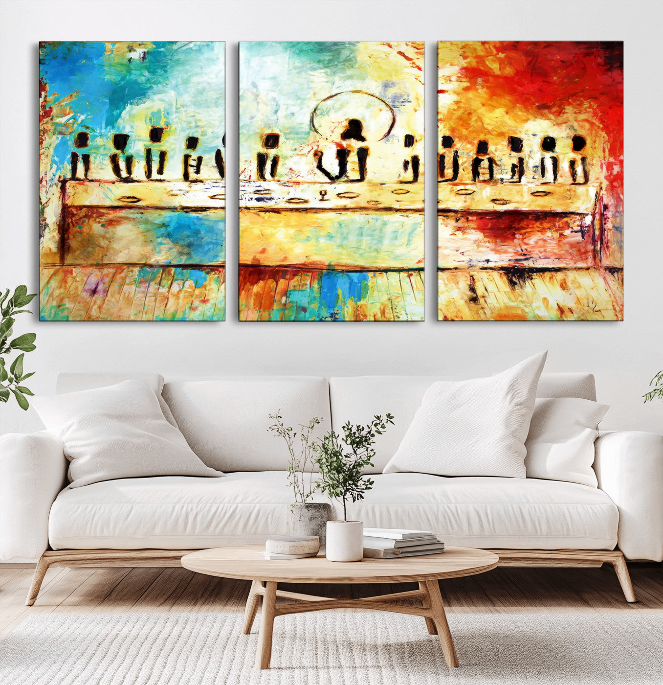 Abstract Last Supper with Apostles Wall Art Canvas Print