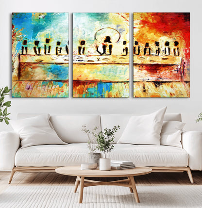 Abstract Last Supper with Apostles Wall Art Canvas Print