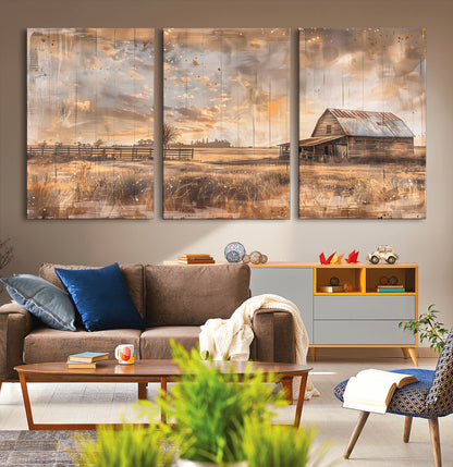 Rustic Farmhouse Wall Decor, Old Barn Painting, Southwestern Canvas Print, Home Improvement, Modern Farmhouse Wall Art, Home Decor,Home Gift