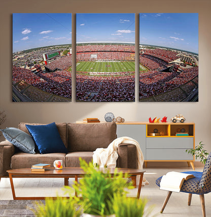 An William Brice-Stadium view of a full football stadium with cheering fans and clear blue skies, capturing the excitement and energy of the game.