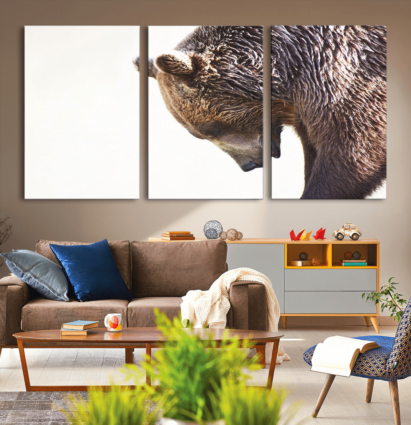 Majestic Bear Portrait - Capture the raw beauty of a bear in a detailed close-up, perfect for your Wall Art Canvas Print collection