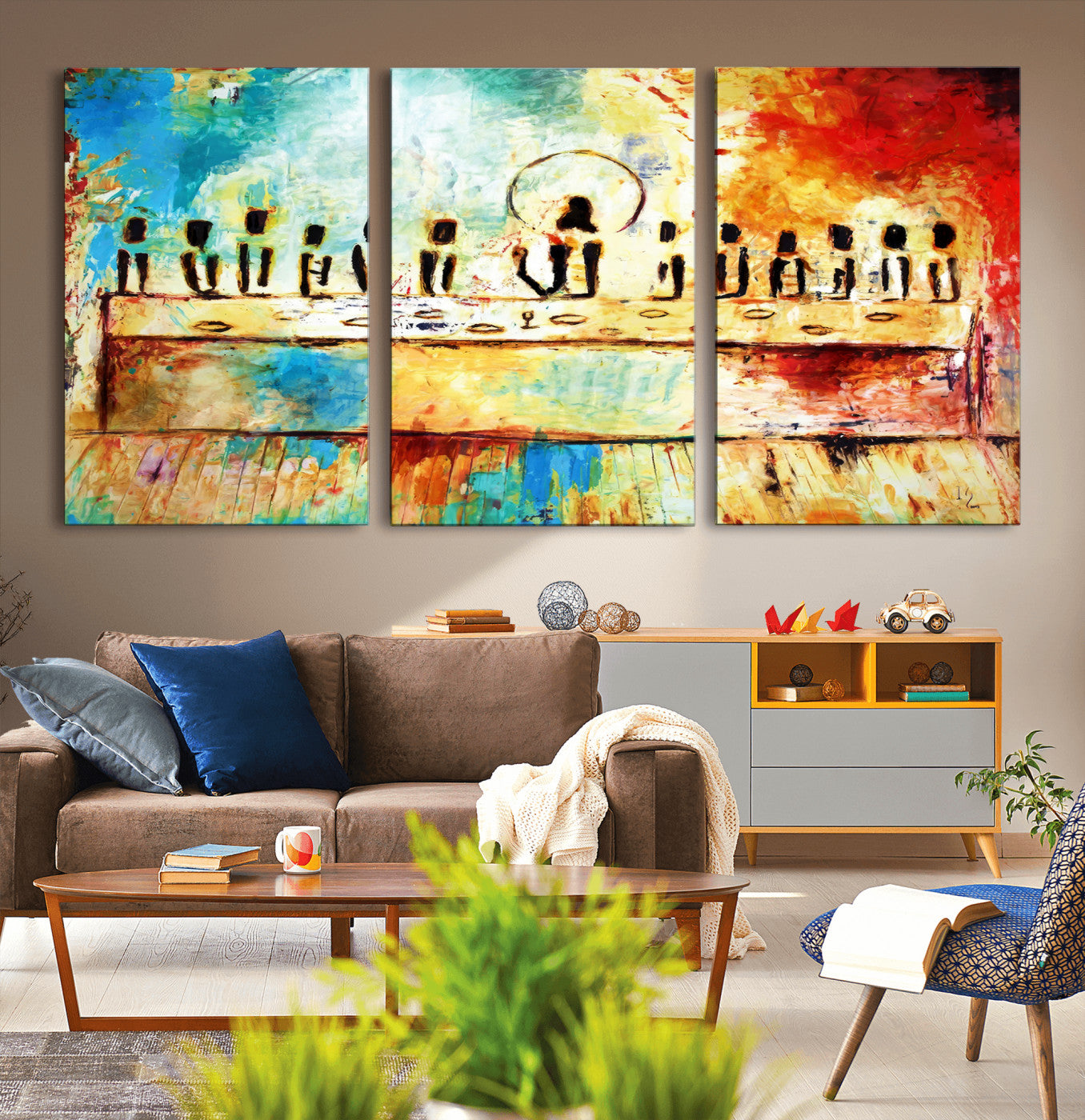 Abstract Last Supper with Apostles Wall Art Canvas Print
