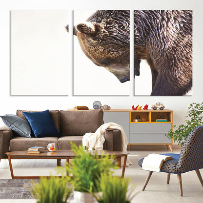 Majestic Bear Portrait - Capture the raw beauty of a bear in a detailed close-up, perfect for your Wall Art Canvas Print collection