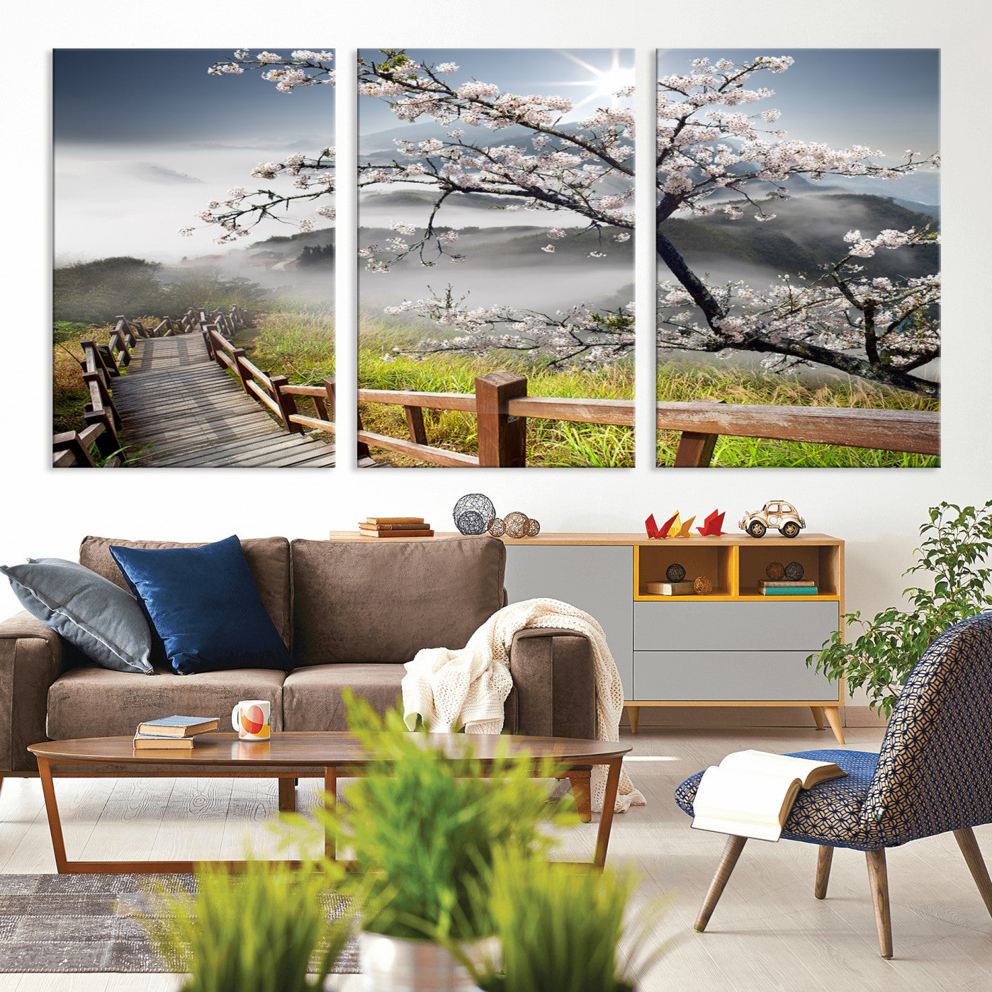 Sakura Cherry Blossom Pathway Canvas Wall Art – Tranquil Walk Through Blossoming Nature – Ready to Hang