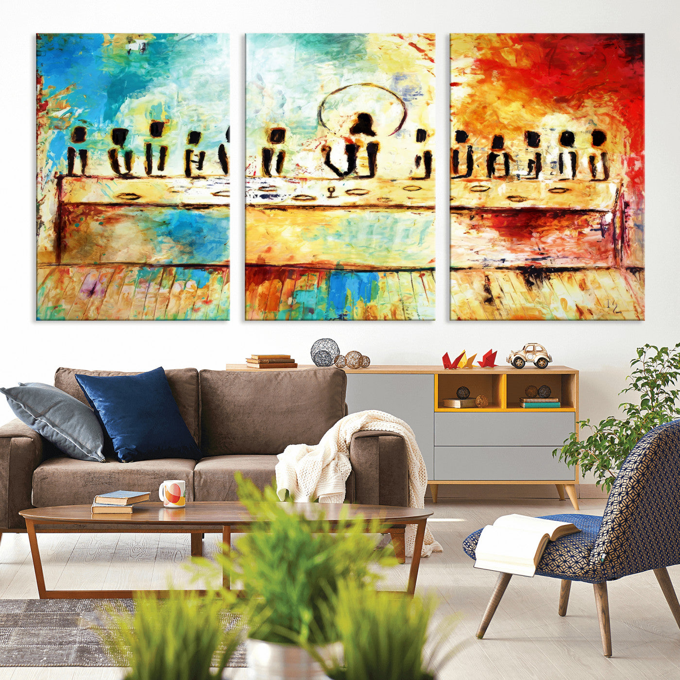 Abstract Last Supper with Apostles Wall Art Canvas Print