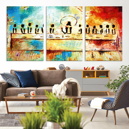 Abstract Last Supper with Apostles Wall Art Canvas Print
