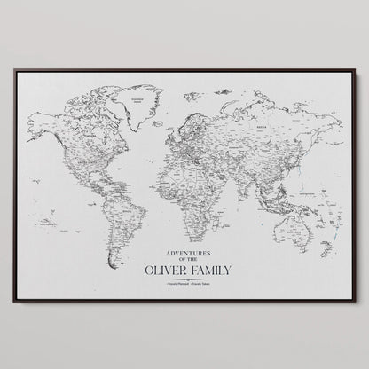 77826024-MGV-CV-36X24-Personalized Travel Map Canvas Print – Custom Framed Push Pin World Art Gift for Couples, Anniversaries, or Explorer-Themed Decor