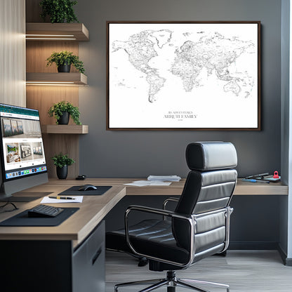 23223-MGV-CV-36X24-Push Pin World Map Canvas Print – Framed Wall Art for Couples to Track Their Travels – Anniversary Gift or Home Adventure Decor