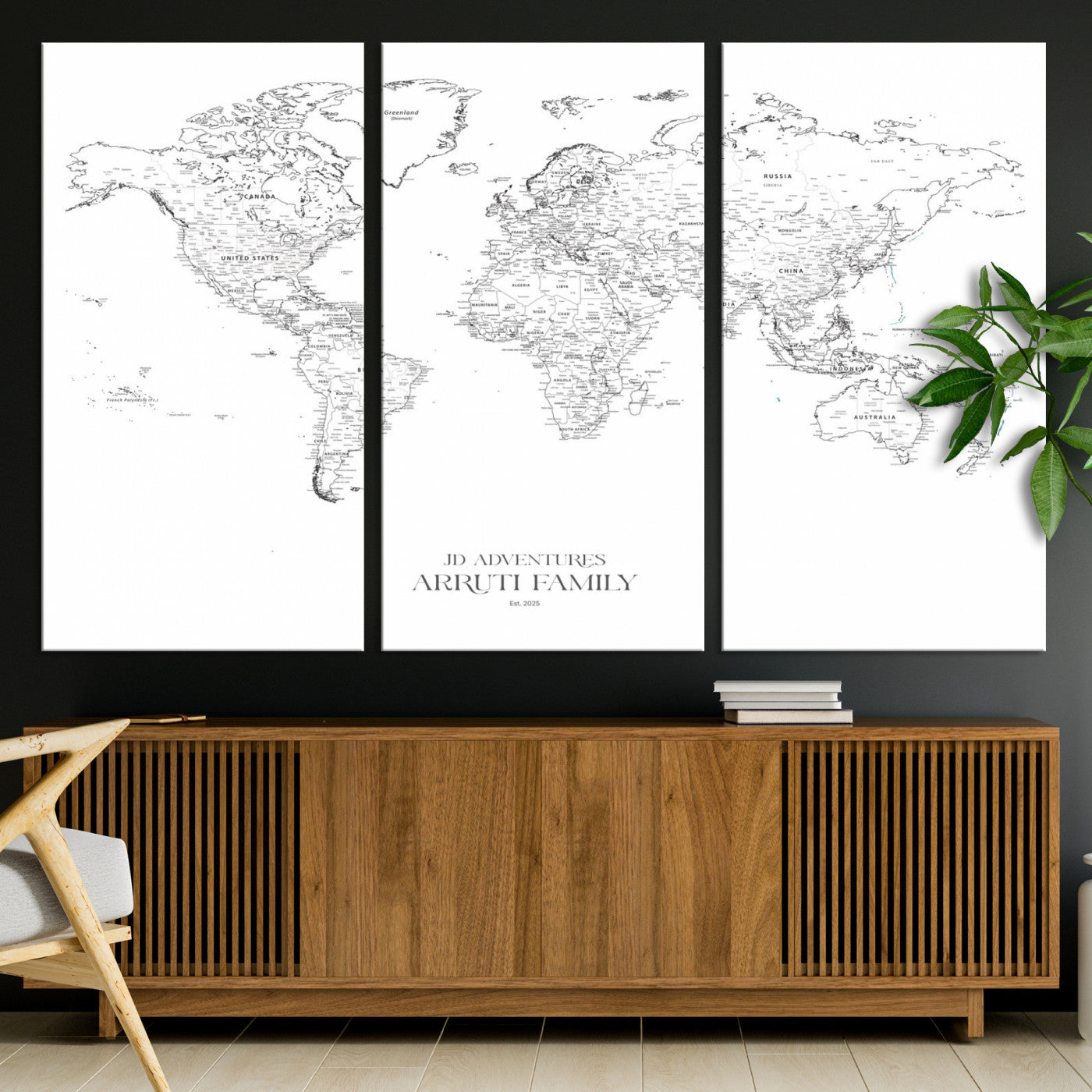 23223-MGV-CV-36X24-Push Pin World Map Canvas Print – Framed Wall Art for Couples to Track Their Travels – Anniversary Gift or Home Adventure Decor