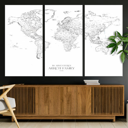 23223-MGV-CV-36X24-Push Pin World Map Canvas Print – Framed Wall Art for Couples to Track Their Travels – Anniversary Gift or Home Adventure Decor
