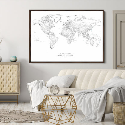 23223-MGV-CV-36X24-Push Pin World Map Canvas Print – Framed Wall Art for Couples to Track Their Travels – Anniversary Gift or Home Adventure Decor