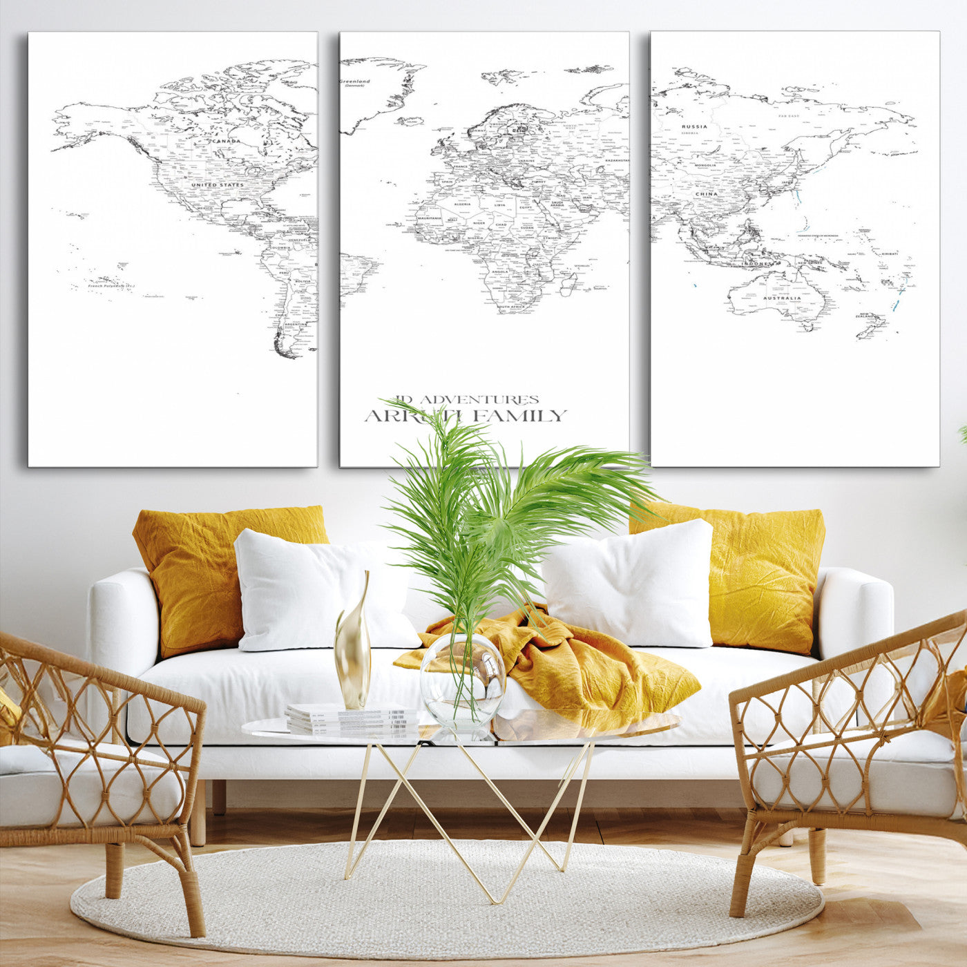 23223-MGV-CV-36X24-Push Pin World Map Canvas Print – Framed Wall Art for Couples to Track Their Travels – Anniversary Gift or Home Adventure Decor