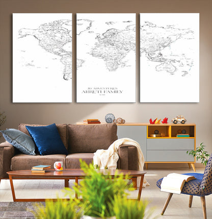23223-MGV-CV-36X24-Push Pin World Map Canvas Print – Framed Wall Art for Couples to Track Their Travels – Anniversary Gift or Home Adventure Decor