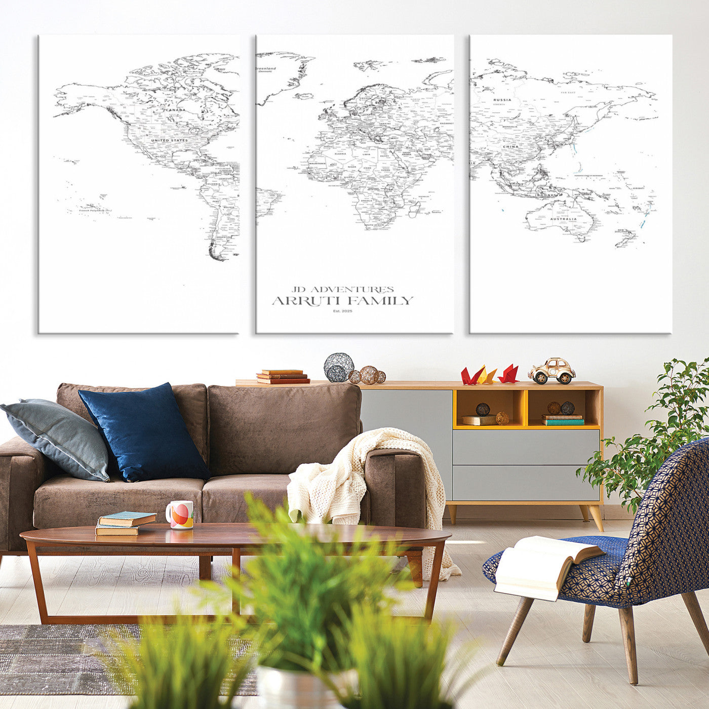 23223-MGV-CV-36X24-Push Pin World Map Canvas Print – Framed Wall Art for Couples to Track Their Travels – Anniversary Gift or Home Adventure Decor