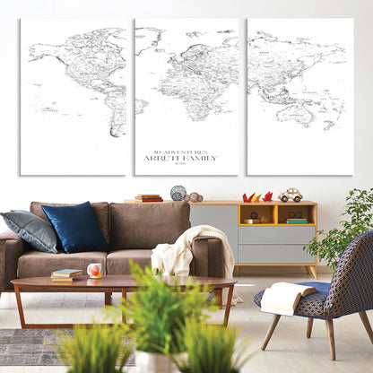 23223-MGV-CV-36X24-Push Pin World Map Canvas Print – Framed Wall Art for Couples to Track Their Travels – Anniversary Gift or Home Adventure Decor