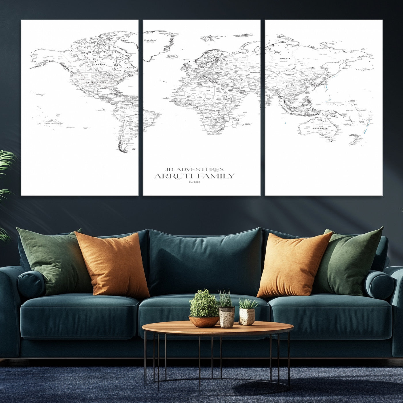 23223-MGV-CV-36X24-Push Pin World Map Canvas Print – Framed Wall Art for Couples to Track Their Travels – Anniversary Gift or Home Adventure Decor