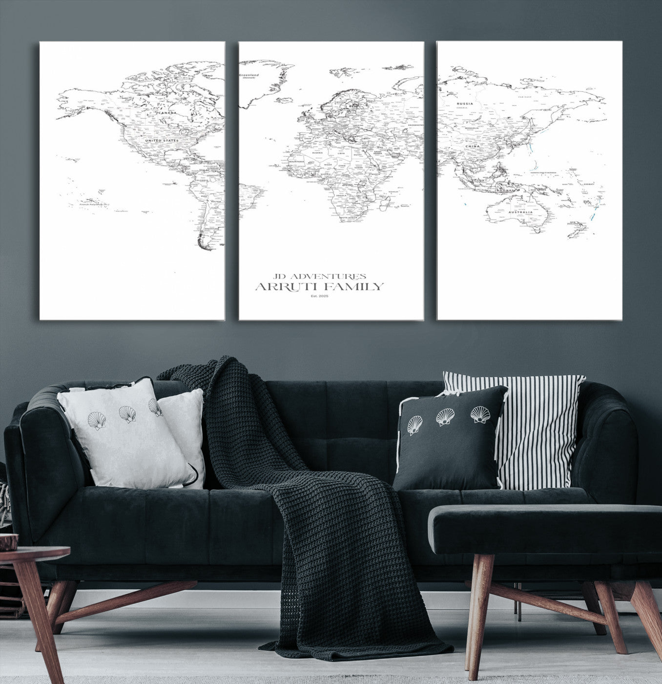 23223-MGV-CV-36X24-Push Pin World Map Canvas Print – Framed Wall Art for Couples to Track Their Travels – Anniversary Gift or Home Adventure Decor