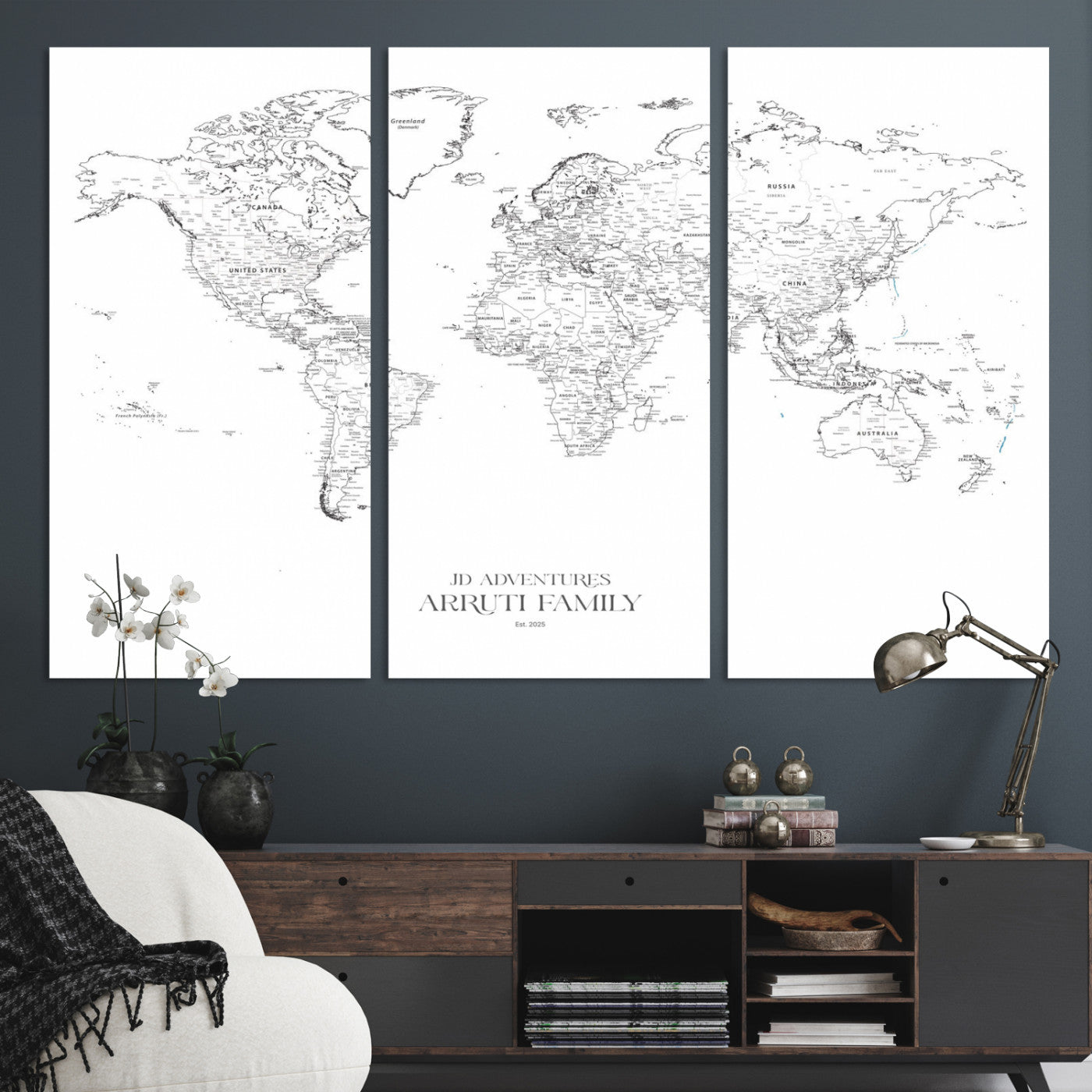 23223-MGV-CV-36X24-Push Pin World Map Canvas Print – Framed Wall Art for Couples to Track Their Travels – Anniversary Gift or Home Adventure Decor