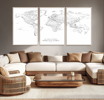 23223-MGV-CV-36X24-Push Pin World Map Canvas Print – Framed Wall Art for Couples to Track Their Travels – Anniversary Gift or Home Adventure Decor