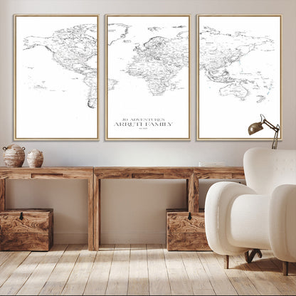 23223-MGV-CV-36X24-Push Pin World Map Canvas Print – Framed Wall Art for Couples to Track Their Travels – Anniversary Gift or Home Adventure Decor