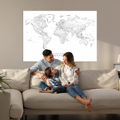 23223-MGV-CV-36X24-Push Pin World Map Canvas Print – Framed Wall Art for Couples to Track Their Travels – Anniversary Gift or Home Adventure Decor