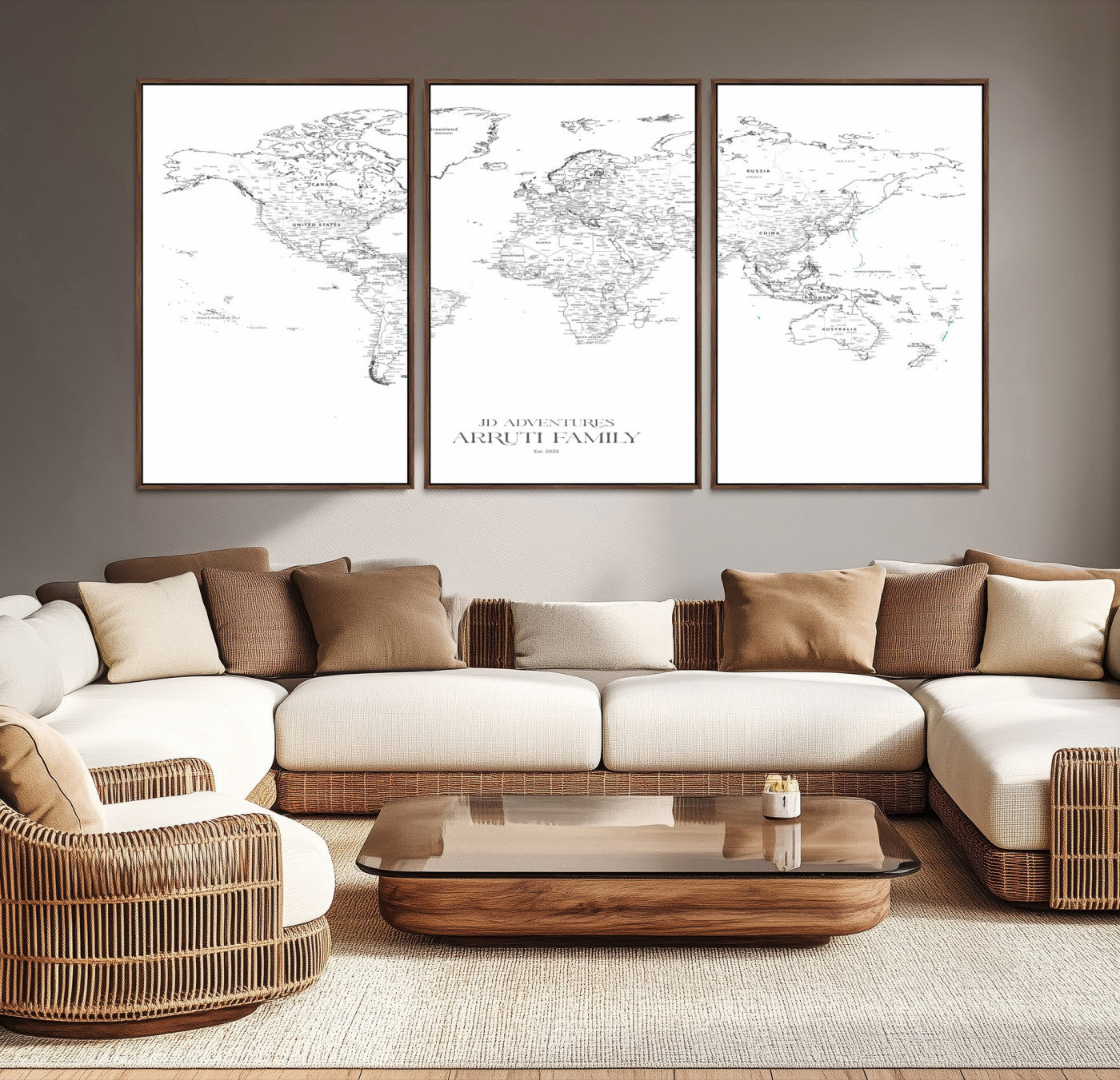 23223-MGV-CV-36X24-Push Pin World Map Canvas Print – Framed Wall Art for Couples to Track Their Travels – Anniversary Gift or Home Adventure Decor