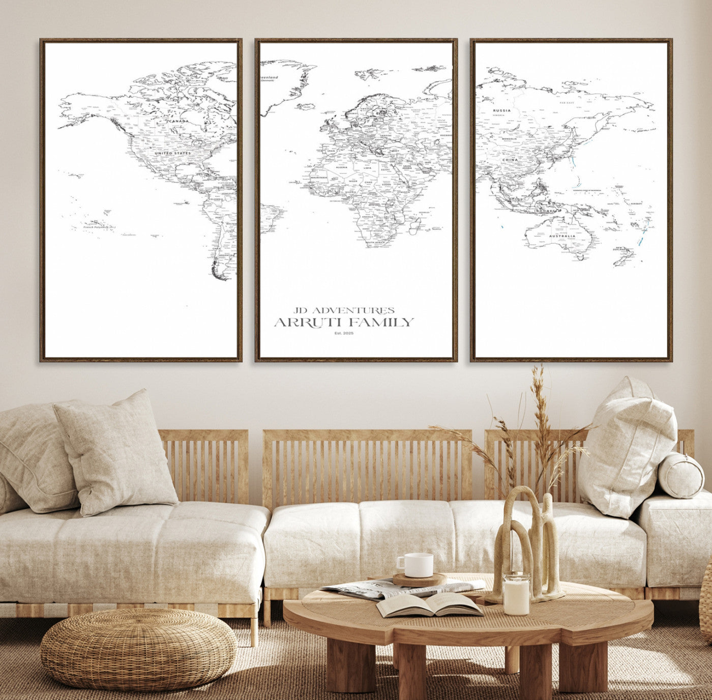 23223-MGV-CV-36X24-Push Pin World Map Canvas Print – Framed Wall Art for Couples to Track Their Travels – Anniversary Gift or Home Adventure Decor