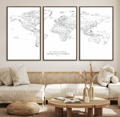 23223-MGV-CV-36X24-Push Pin World Map Canvas Print – Framed Wall Art for Couples to Track Their Travels – Anniversary Gift or Home Adventure Decor
