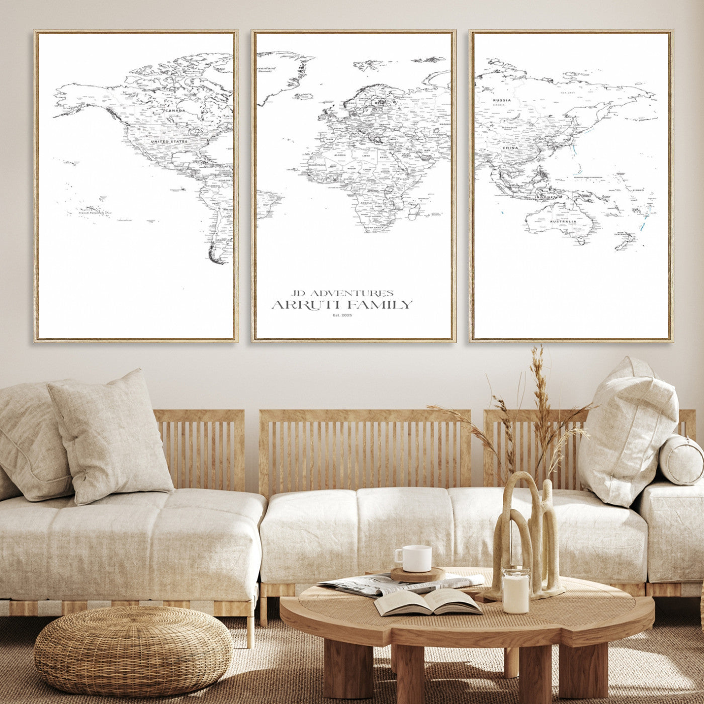 23223-MGV-CV-36X24-Push Pin World Map Canvas Print – Framed Wall Art for Couples to Track Their Travels – Anniversary Gift or Home Adventure Decor
