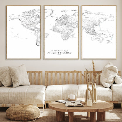 23223-MGV-CV-36X24-Push Pin World Map Canvas Print – Framed Wall Art for Couples to Track Their Travels – Anniversary Gift or Home Adventure Decor