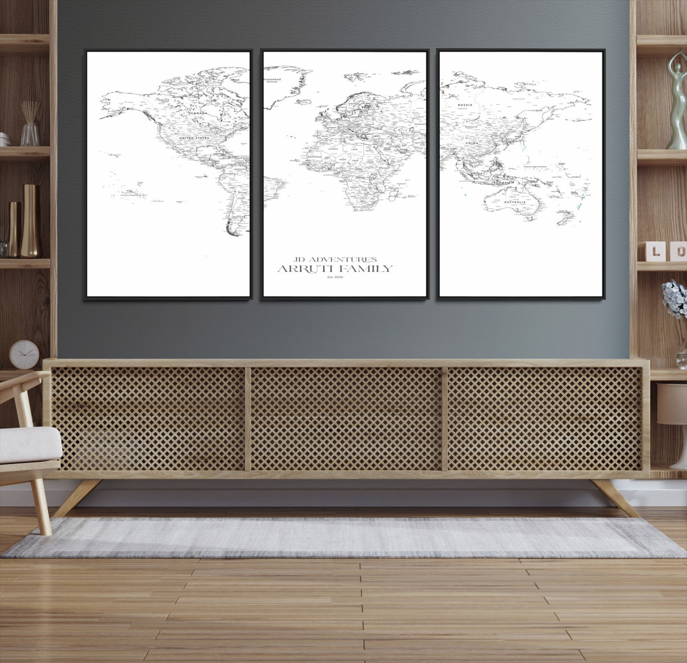 23223-MGV-CV-36X24-Push Pin World Map Canvas Print – Framed Wall Art for Couples to Track Their Travels – Anniversary Gift or Home Adventure Decor