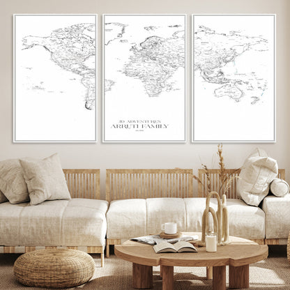 23223-MGV-CV-36X24-Push Pin World Map Canvas Print – Framed Wall Art for Couples to Track Their Travels – Anniversary Gift or Home Adventure Decor