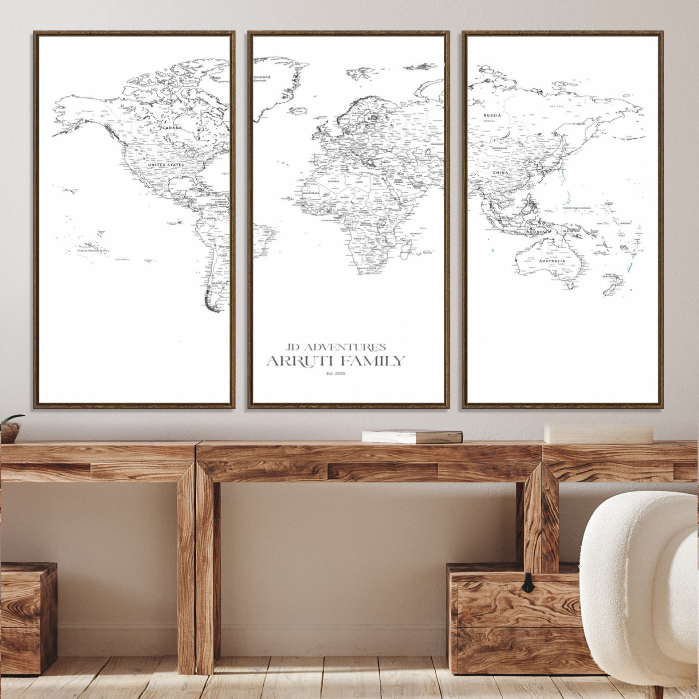 23223-MGV-CV-36X24-Push Pin World Map Canvas Print – Framed Wall Art for Couples to Track Their Travels – Anniversary Gift or Home Adventure Decor