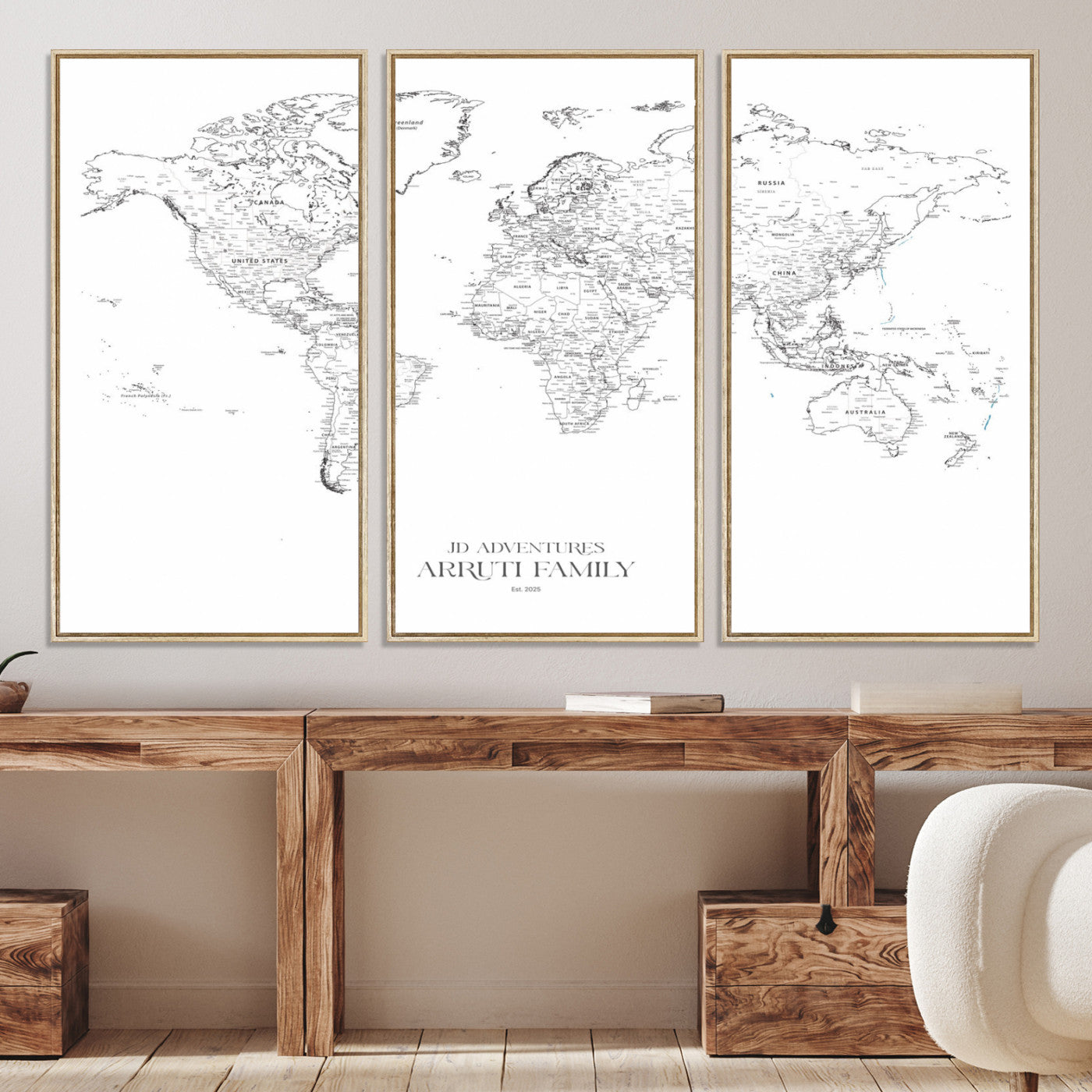 23223-MGV-CV-36X24-Push Pin World Map Canvas Print – Framed Wall Art for Couples to Track Their Travels – Anniversary Gift or Home Adventure Decor