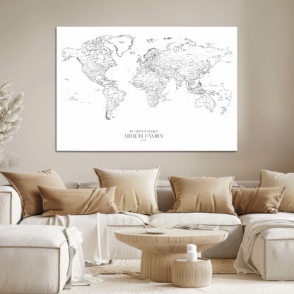 23223-MGV-CV-36X24-Push Pin World Map Canvas Print – Framed Wall Art for Couples to Track Their Travels – Anniversary Gift or Home Adventure Decor