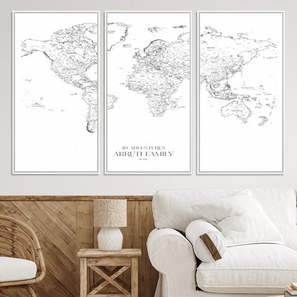 23223-MGV-CV-36X24-Push Pin World Map Canvas Print – Framed Wall Art for Couples to Track Their Travels – Anniversary Gift or Home Adventure Decor