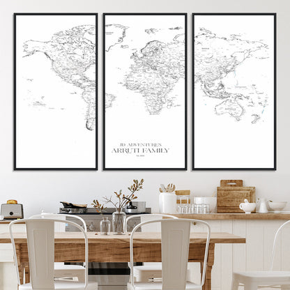 23223-MGV-CV-36X24-Push Pin World Map Canvas Print – Framed Wall Art for Couples to Track Their Travels – Anniversary Gift or Home Adventure Decor