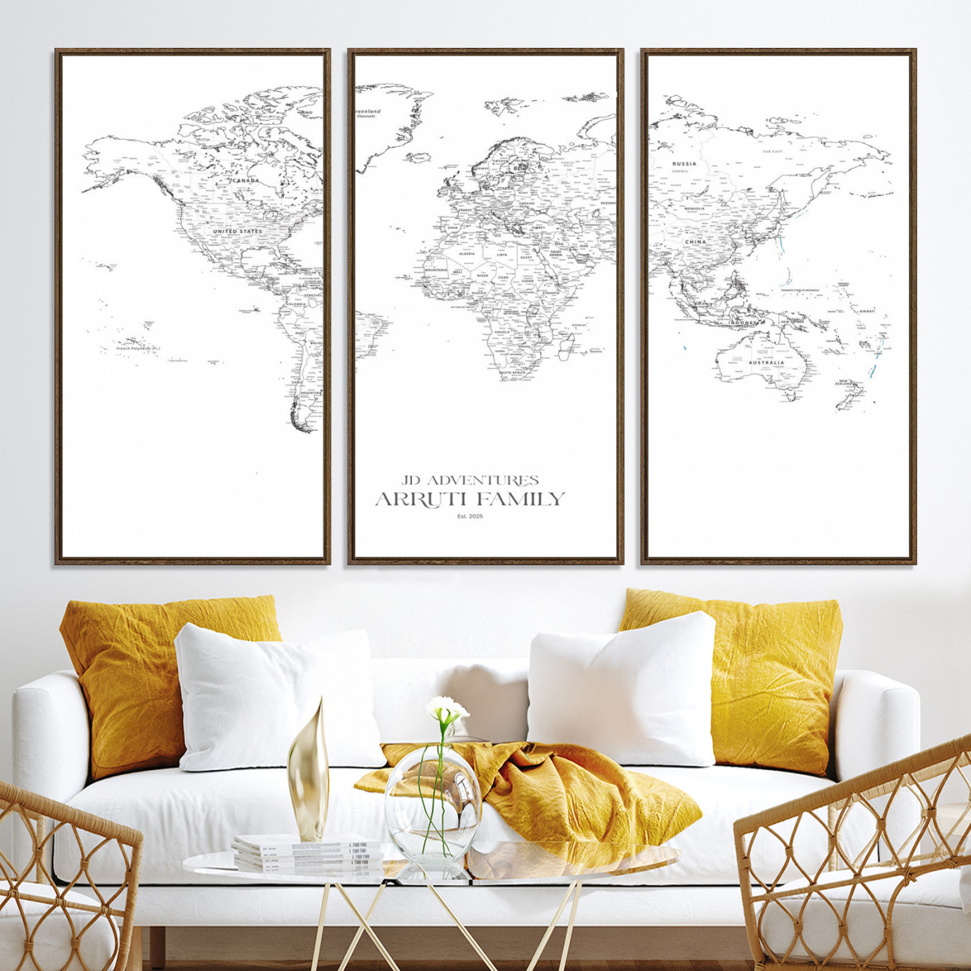 23223-MGV-CV-36X24-Push Pin World Map Canvas Print – Framed Wall Art for Couples to Track Their Travels – Anniversary Gift or Home Adventure Decor