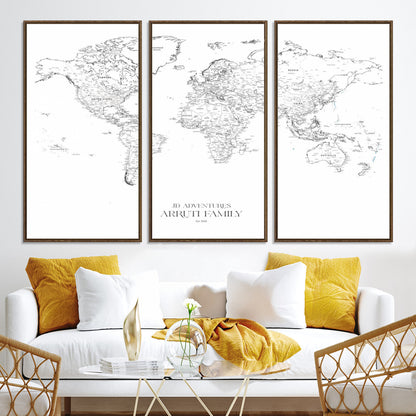 23223-MGV-CV-36X24-Push Pin World Map Canvas Print – Framed Wall Art for Couples to Track Their Travels – Anniversary Gift or Home Adventure Decor