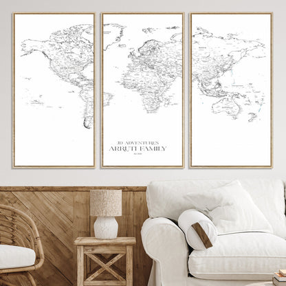 23223-MGV-CV-36X24-Push Pin World Map Canvas Print – Framed Wall Art for Couples to Track Their Travels – Anniversary Gift or Home Adventure Decor