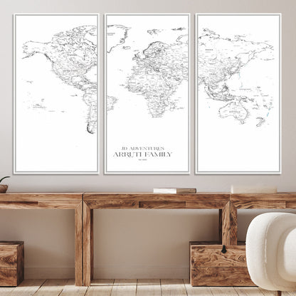23223-MGV-CV-36X24-Push Pin World Map Canvas Print – Framed Wall Art for Couples to Track Their Travels – Anniversary Gift or Home Adventure Decor