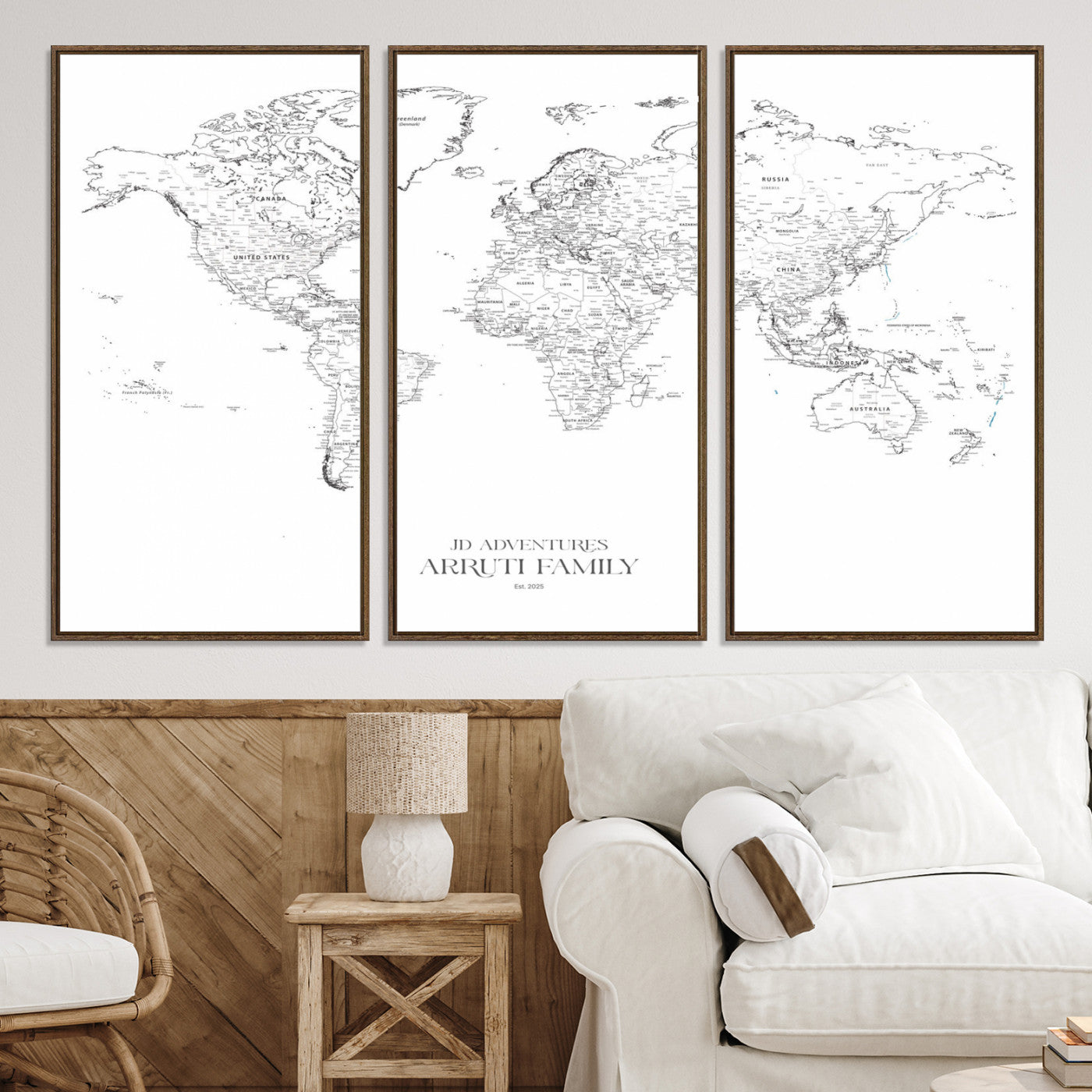 23223-MGV-CV-36X24-Push Pin World Map Canvas Print – Framed Wall Art for Couples to Track Their Travels – Anniversary Gift or Home Adventure Decor